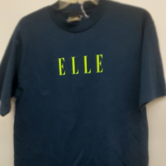 Navy ELLE neon Green Graphic T-Shirt M - Picture 4 of 6